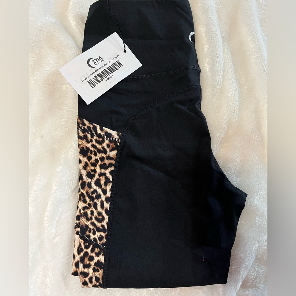 Zyia Black and leopard stripe leggings.